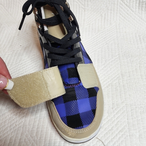 Creative Recreation Cesario Sneaker Tan Purple Black Plaid Size 8 EU 39 - Picture 14 of 16